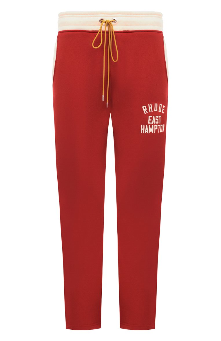 Мужские хлопковые брюки RHUDE красного цвета, арт. RHSS24PA23167277 | Фото 1 (Материал сплава: Проставлено; Длина (брюки, джинсы): Стандартные; Материал внешний: Хлопок; Драгоценные камни: Проставлено; Стили: Спорт-шик; Случай: Повседневный)