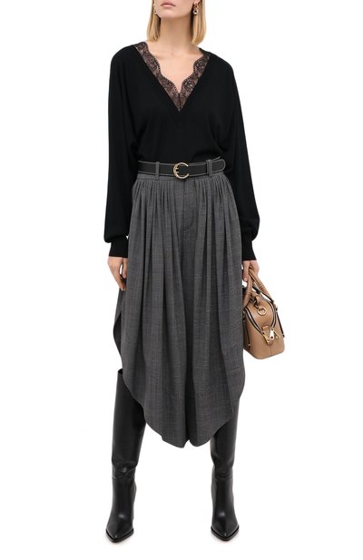 Шерстяные брюки CHLOÉ черного цвета по цене 164000 руб., арт. CHC20APA23063, фото 2 Шерстяные брюки CHLOÉ, арт. CHC20APA23063, фото 2