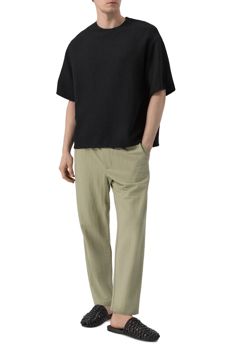 Мужская хлопковая футболка JIL SANDER черного цвета, арт. J22GC0199/J20258 | Фото 2 (Длина (для топов): Стандартные; Рукава: 3/4; Стили: Кэжуэл; Принт: Без принта; Материал внешний: Хлопок, Синтетический материал; Мужское Кросс-КТ: Футболка-одежда; Кросс-КТ: Джерси; Автоматизация ТО: Проставлено; Автоматизация состава: Проставлено; Детали: Без декора)