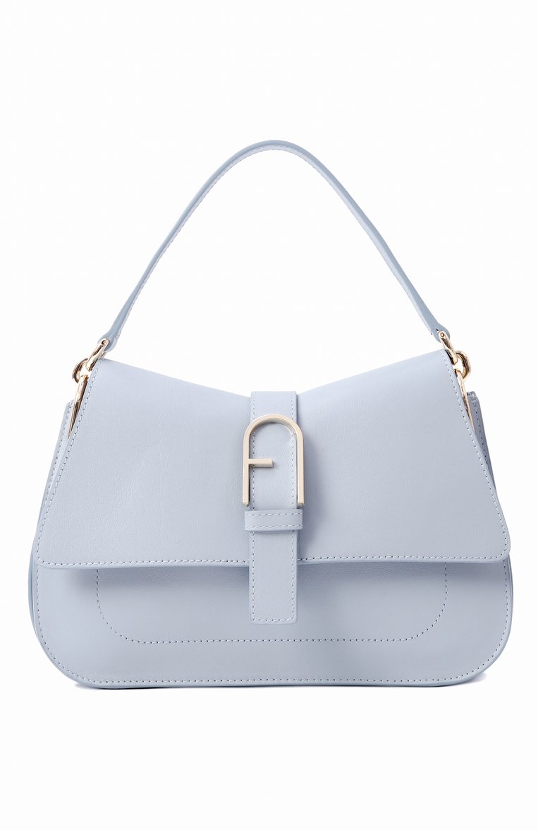 Женская сумка furla flow medium FURLA голубого цвета, арт. WB00996/BX2045 | Фото 1 (Размер: medium; Материал: Натуральная кожа; Ремень/цепочка: На ремешке)