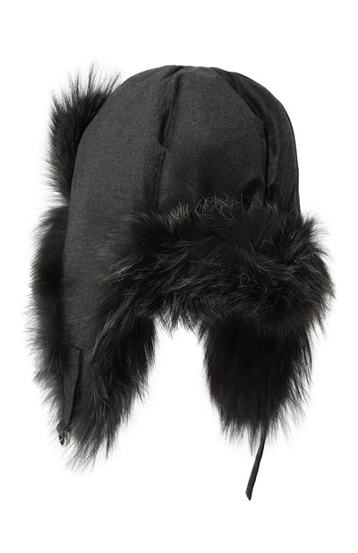 Шапка-ушанка с мехом песца YVES SALOMON темно-серого цвета по цене 82900 руб., арт. 23WAA030XXFLRD, фото 3 Шапка-ушанка с мехом песца YVES SALOMON, арт. 23WAA030XXFLRD, фото 3