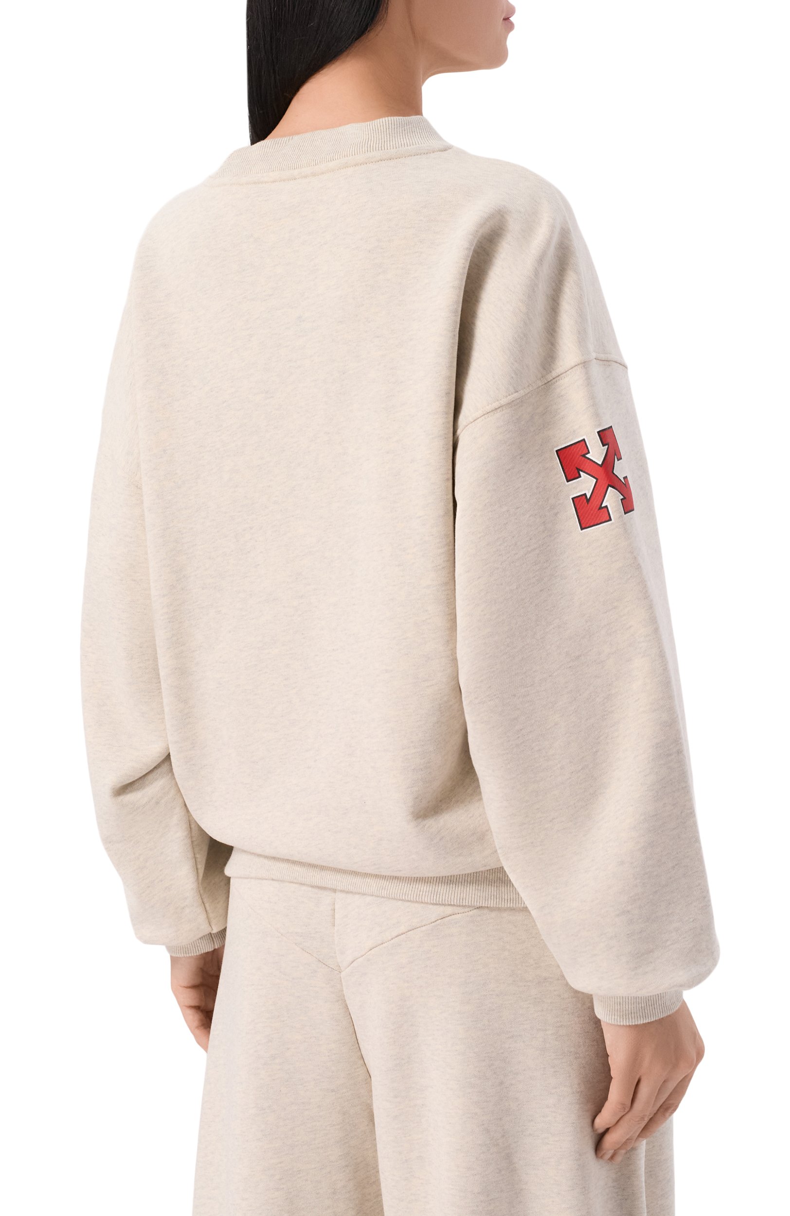 Хлопковый свитшот OFF-WHITE светло-бежевого цвета по цене 59500 руб., арт. 2FE00513T, фото 4 Хлопковый свитшот OFF-WHITE, арт. 2FE00513T, фото 4
