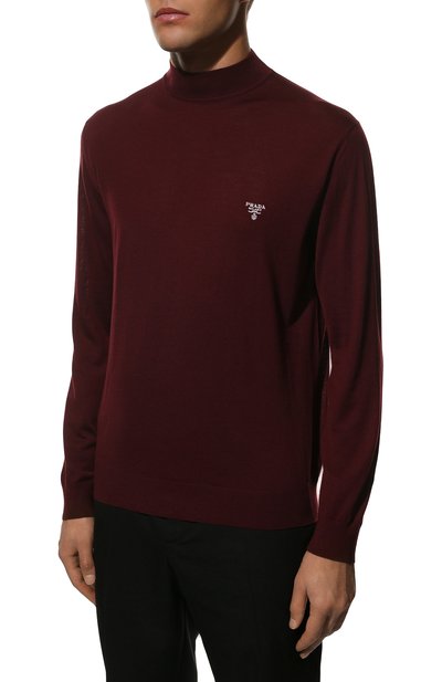 Шерстяная водолазка PRADA бордового цвета по цене 115000 руб., арт. UMR505-1ZLE-F0007-212, фото 3 Шерстяная водолазка PRADA, арт. UMR505-1ZLE-F0007-212, фото 3