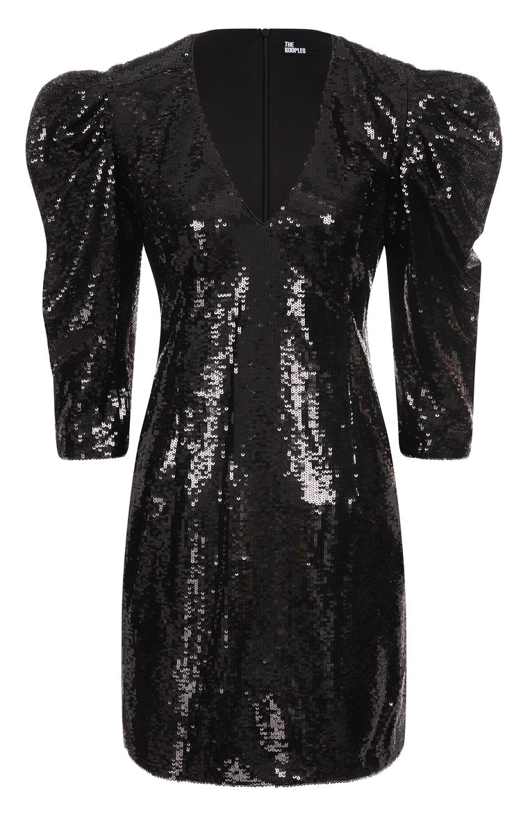 Женское платье с отделкой пайетками THE KOOPLES черного цвета, арт. FR0B30023K | Фото 1 (Рукава: Длинные; Длина Ж (юбки, платья, шорты): Мини; Женское Кросс-КТ: Платье-одежда; Случай: Коктейльный; Стили: Гламурный; Материал внешний: Синтетический материал; Автоматизация состава: Проставлено; Автоматизация ТО: Проставлено)
