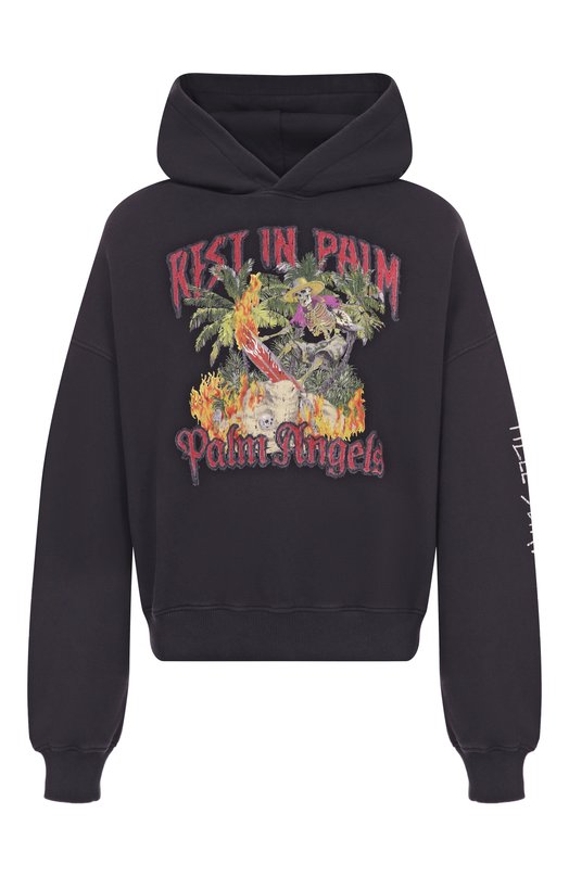 Хлопковое худи Palm Angels PMBB17IF25FLE001 Чёрный PMBB17IF25FLE001