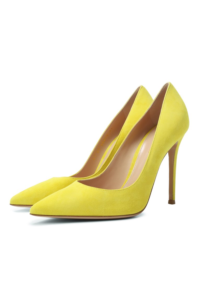 Женские замшевые туфли gianvito 105 GIANVITO ROSSI желтого цвета, арт. G28470.15RIC.CAMS0RR | Фото 1 (Каблук высота: Высокий; Материал внутренний: Натуральная кожа; Подошва: Плоская; Материал внешний: Натуральная кожа, Замша; Каблук тип: Шпилька)