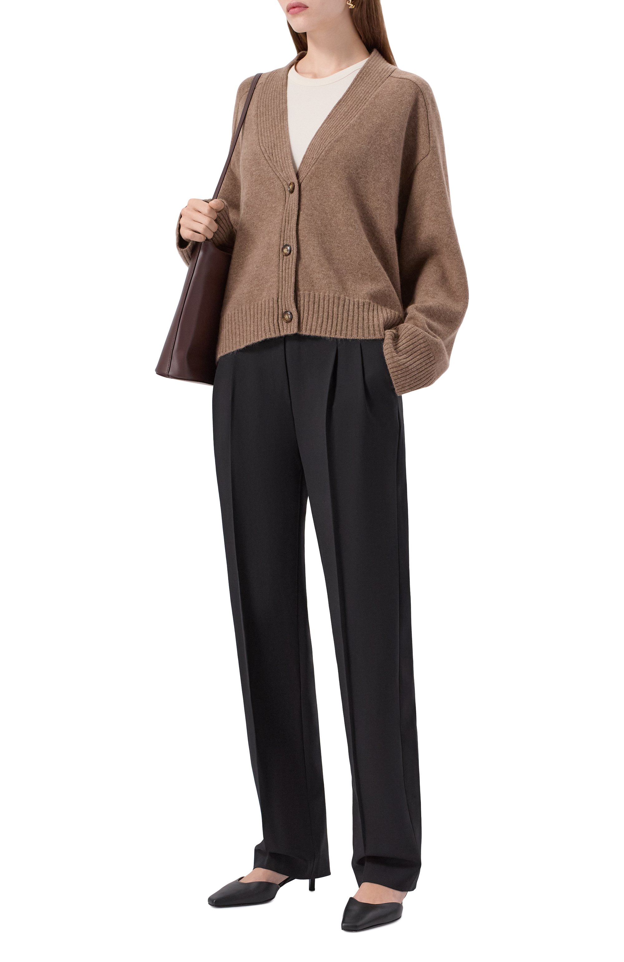 Кашемировый кардиган LOULOU DE SAISON бежевого цвета по цене 69900 руб., арт. KAIA LDS, фото 2 Кашемировый кардиган LOULOU DE SAISON, арт. KAIA LDS, фото 2