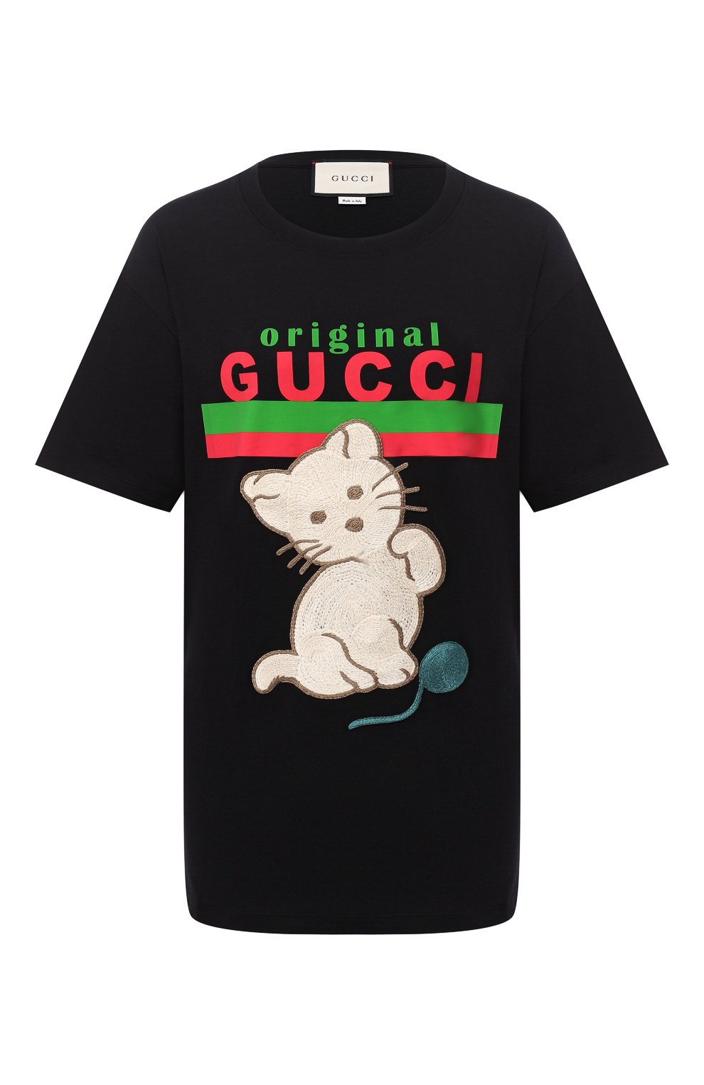 Хлопковая футболка GUCCI черного цвета по цене 46050 руб., арт. 615044/XJCRG, фото 1 Хлопковая футболка GUCCI, арт. 615044/XJCRG, фото 1