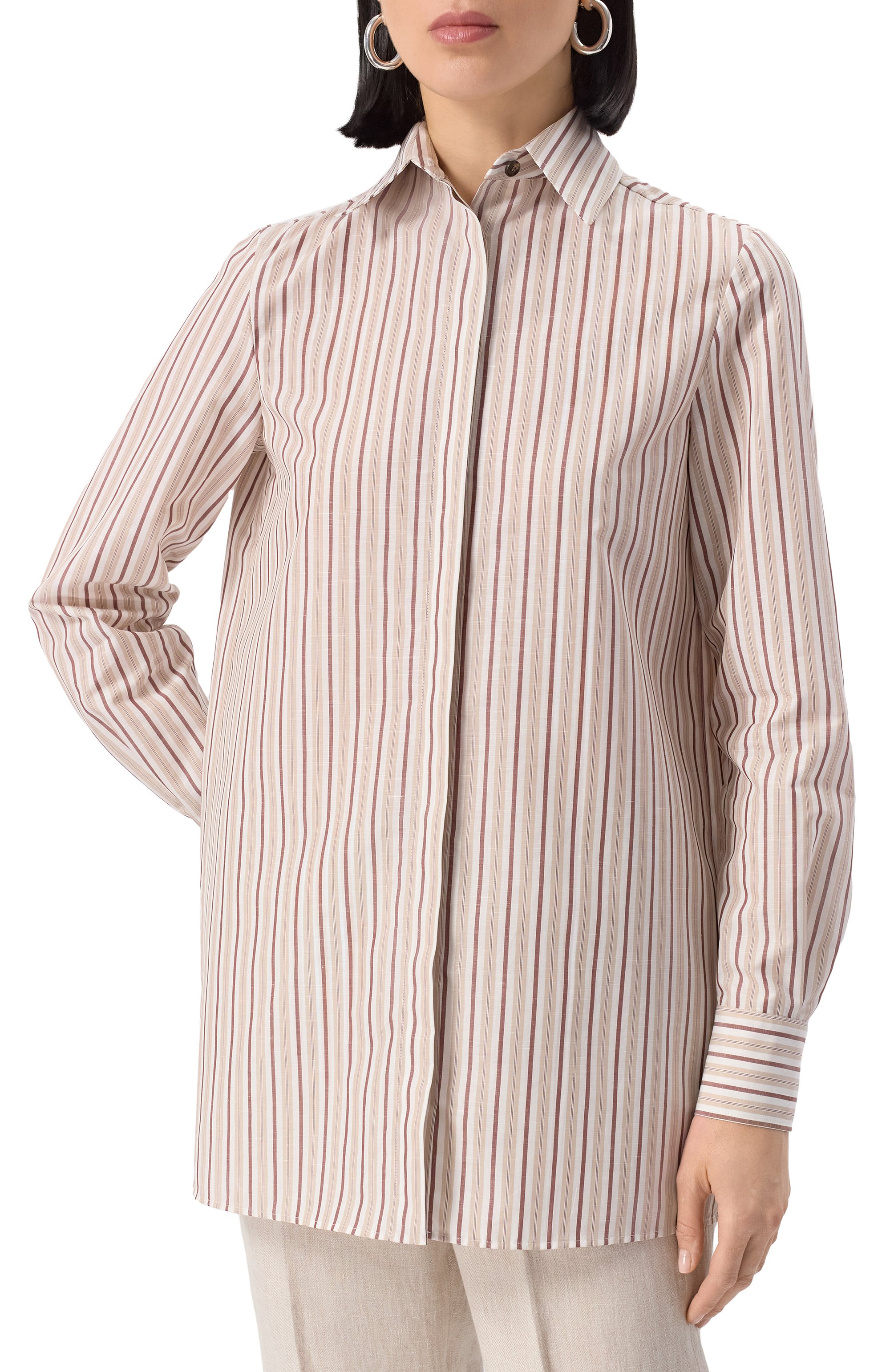 Рубашка из хлопка и льна KITON, арт. D55407H0930904, фото 3