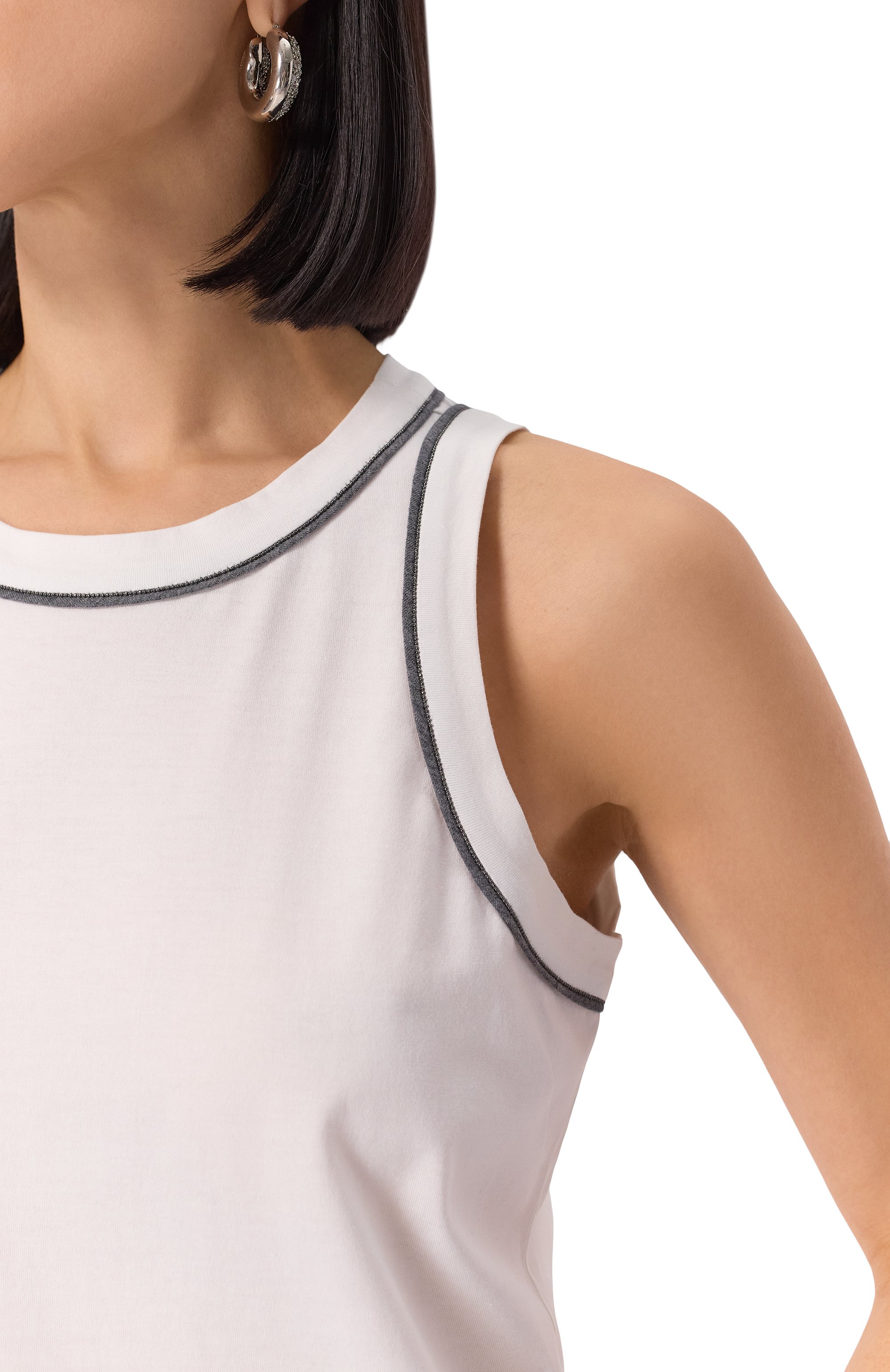 Хлопковая майка BRUNELLO CUCINELLI белого цвета по цене 92400 руб., арт. M0T81FP340, фото 5 Хлопковая майка BRUNELLO CUCINELLI, арт. M0T81FP340, фото 5