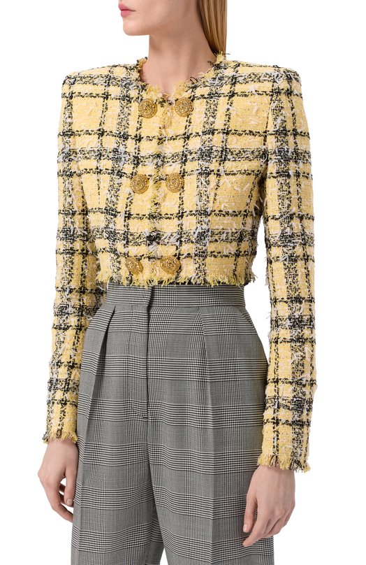 Твидовый жакет Balmain GF1SD280/XL73 Жёлтый  GF1SD280/XL73 Фото 3
