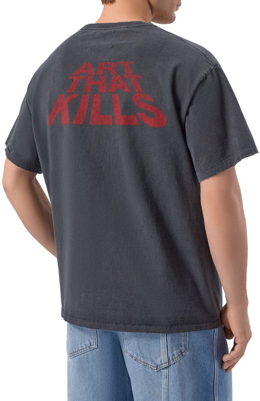 Хлопковая футболка Gallery Dept. T0P011/C0TT0N Серый  T0P011/C0TT0N Фото 4