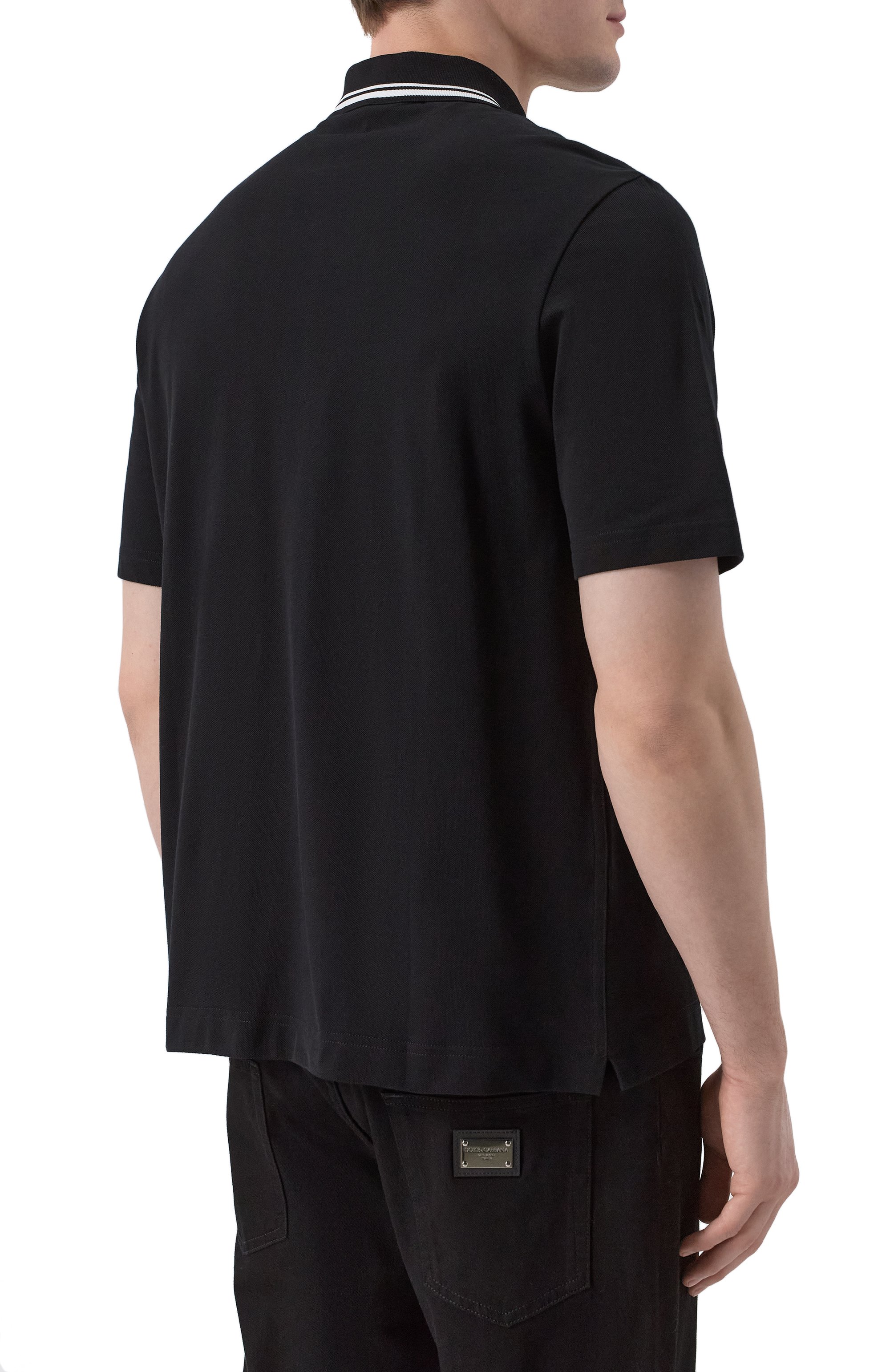 Хлопковое поло DOLCE & GABBANA черного цвета по цене 75300 руб., арт. G8SN2Z/G7N8M, фото 4 Хлопковое поло DOLCE & GABBANA, арт. G8SN2Z/G7N8M, фото 4