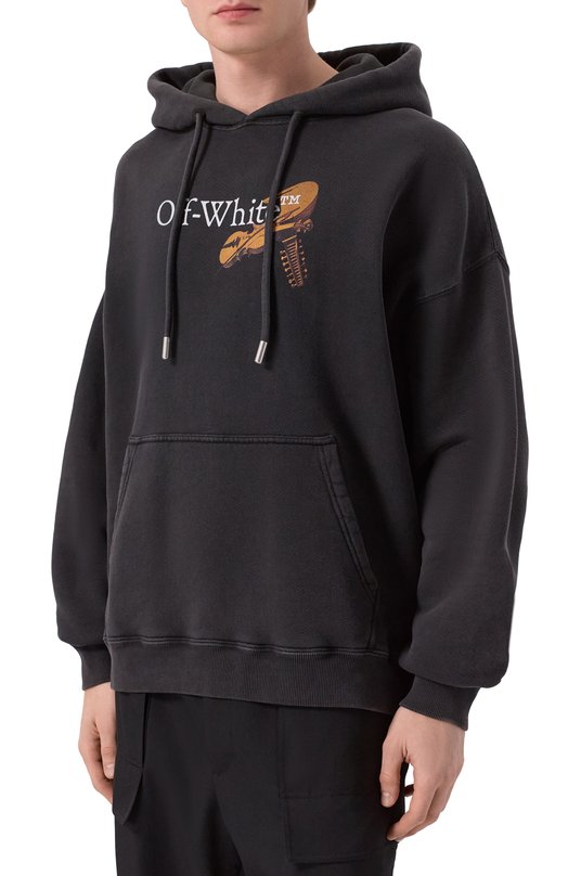 Хлопковое худи Off-White 0MBB085F25FLE011 Чёрный  0MBB085F25FLE011 Фото 3