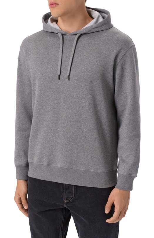 Худи из хлопка и кашемира Brunello Cucinelli MM8319021G Серый  MM8319021G Фото 3