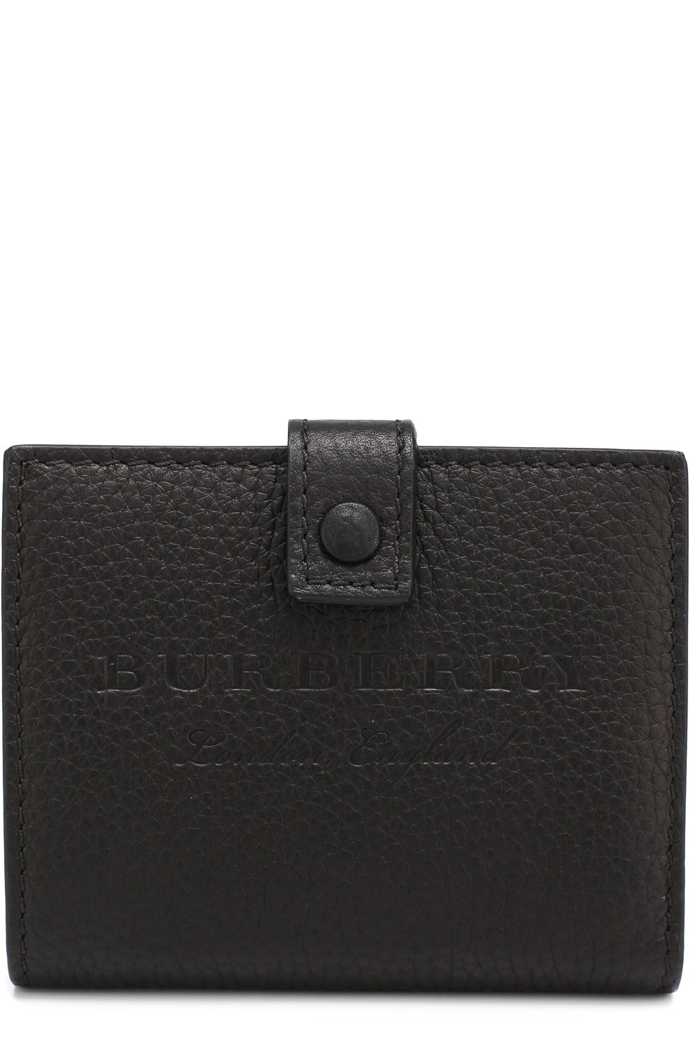 Кожаный кошелек на кнопке BURBERRY черного цвета по цене 51950 руб., арт. 4071107, фото 1 Кожаный кошелек на кнопке BURBERRY, арт. 4071107, фото 1