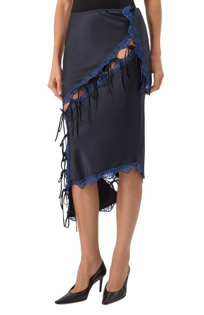 Атласная юбка DANIIL ANTSIFEROV синего цвета по цене 45000 руб., арт. DA_1610, фото 3 Атласная юбка DANIIL ANTSIFEROV, арт. DA_1610, фото 3