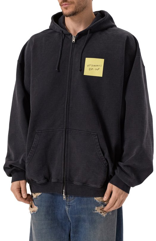 Хлопковая толстовка VETEMENTS UA65HD210B/1302 M0LLET0N Серый  UA65HD210B/1302 M0LLET0N Фото 3