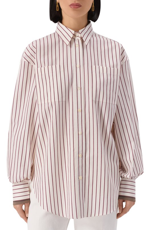 Хлопковая рубашка Brunello Cucinelli MA783RD616 Бордовый  MA783RD616 Фото 3