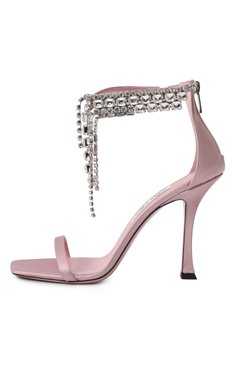 Женские текстильные босоножки verity 100 JIMMY CHOO розового цвета, арт. VERITY SANDAL 100/SAT | Фото 4 (Материал внешний: Текстиль; Подошва: Плоская; Драгоценные камни: Проставлено; Материал внутренний: Натуральная кожа; Каблук высота: Высокий; Материал сплава: Проставлено; Каблук тип: Шпилька)