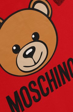 Детское хлопковое платье MOSCHINO красного цвета, арт. HDV07E/LDA12/10A-14A | Фото 3 (Материал внешний: Хлопок; Статус проверки: Проверена категория; Рукава: Короткие; Принт: С принтом; Девочки Кросс-КТ: Платье-одежда; Тематический товар: Teddy Bear; Материал сплава: Проставлено; Драгоценные камни: Проставлено; Случай: Повседневный; Ростовка одежда: 10 - 11 лет | 140 - 146см, 12 лет | 152 см)