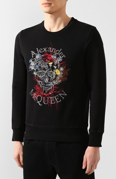 Хлопковый свитшот ALEXANDER MCQUEEN черного цвета по цене 74350 руб., арт. 599610/Q0Z76, фото 3 Хлопковый свитшот ALEXANDER MCQUEEN, арт. 599610/Q0Z76, фото 3