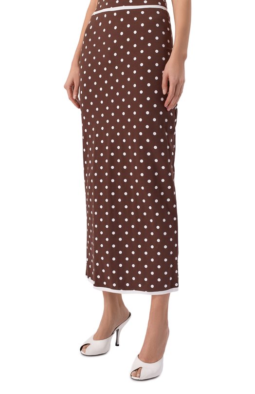 Хлопковая юбка ROWEN ROSE RR_J108_L_001 Коричневый  RR_J108_L_001 Фото 3