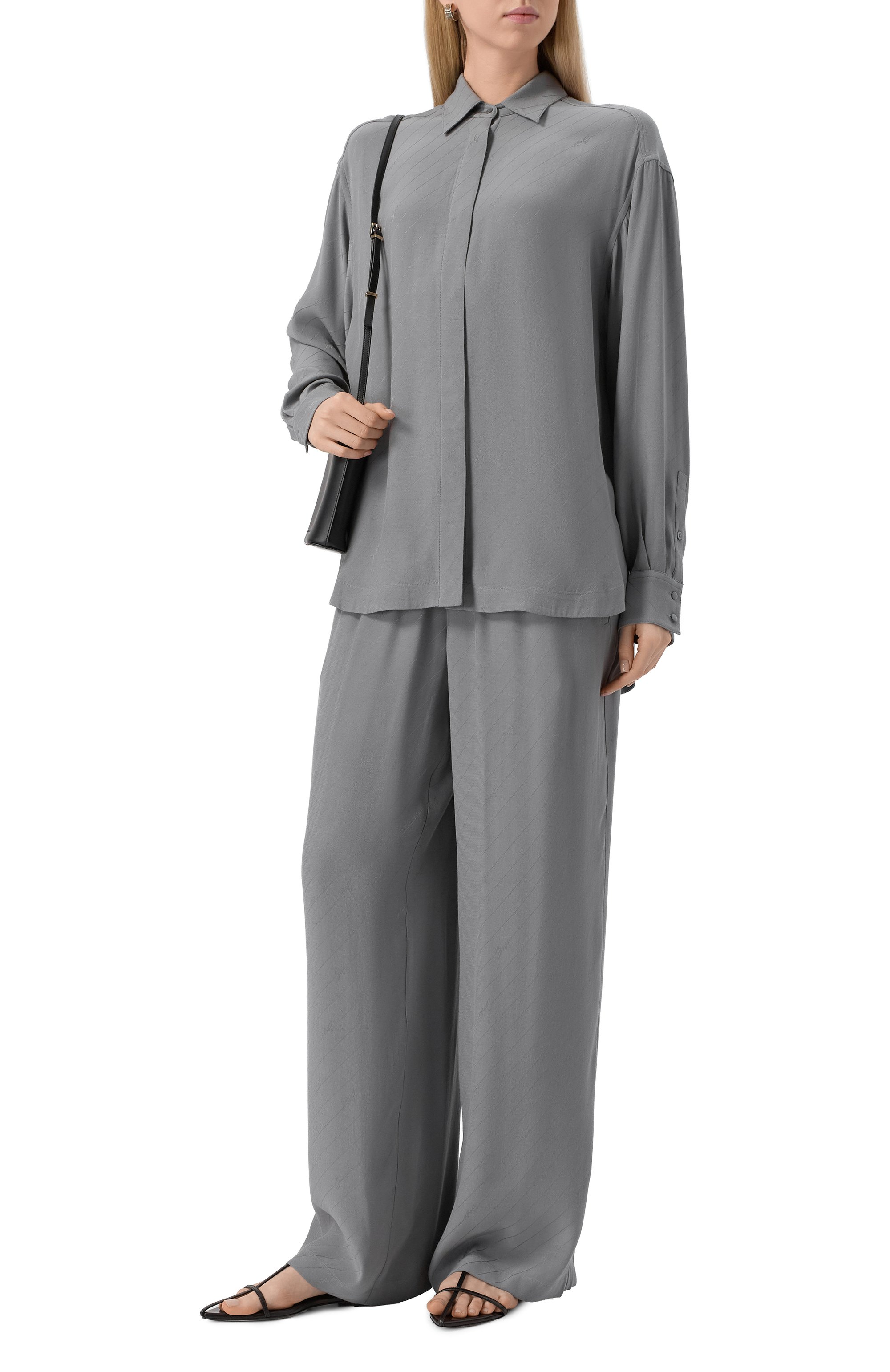 Брюки из вискозы BOSS ORANGE серого цвета по цене 15950 руб., арт. 50544016, фото 2 Брюки из вискозы BOSS ORANGE, арт. 50544016, фото 2