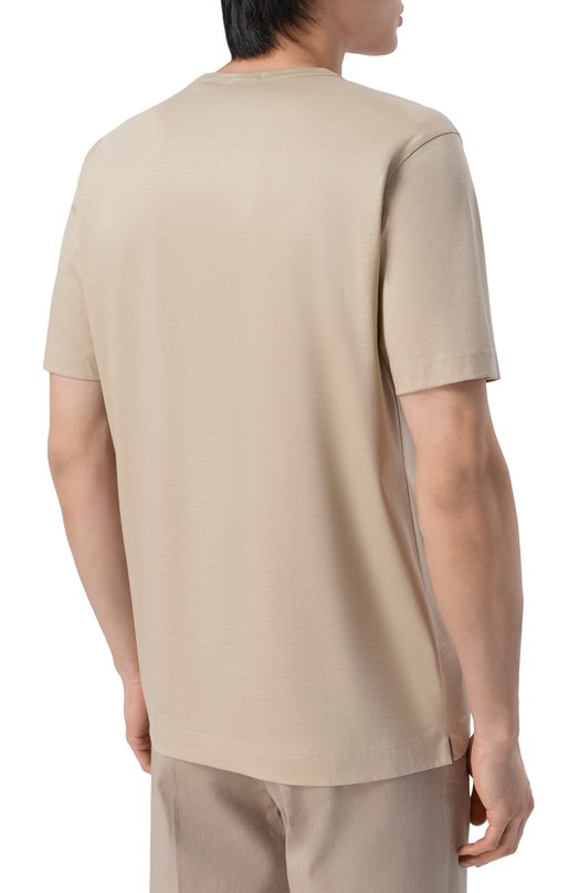 Футболка из лиоцелла и хлопка BOSS 50513674 Бежевый  50513674 Фото 4