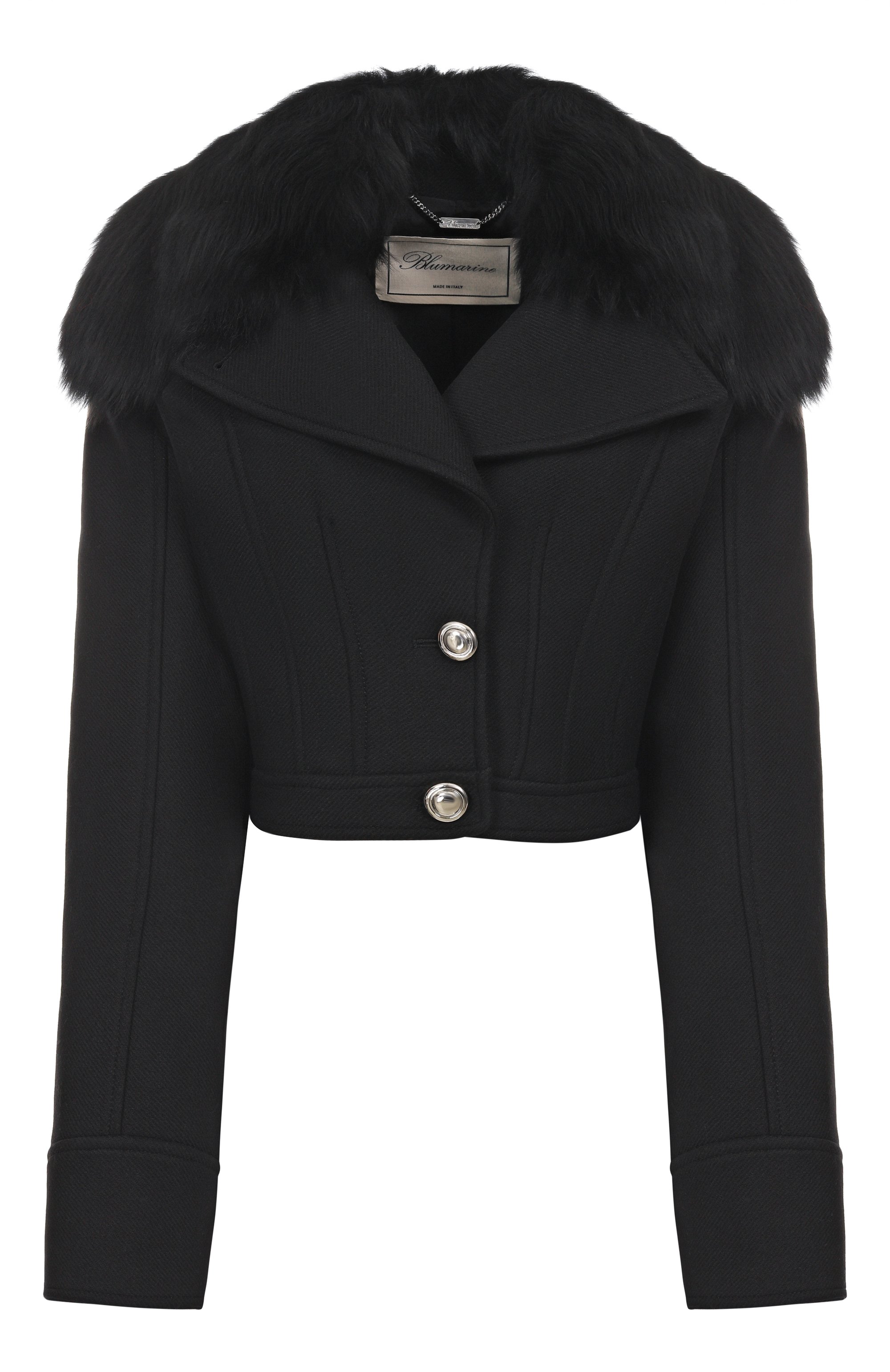 Шерстяное полупальто BLUMARINE черного цвета по цене 187500 руб., арт. 4S036A, фото 1 Шерстяное полупальто BLUMARINE, арт. 4S036A, фото 1