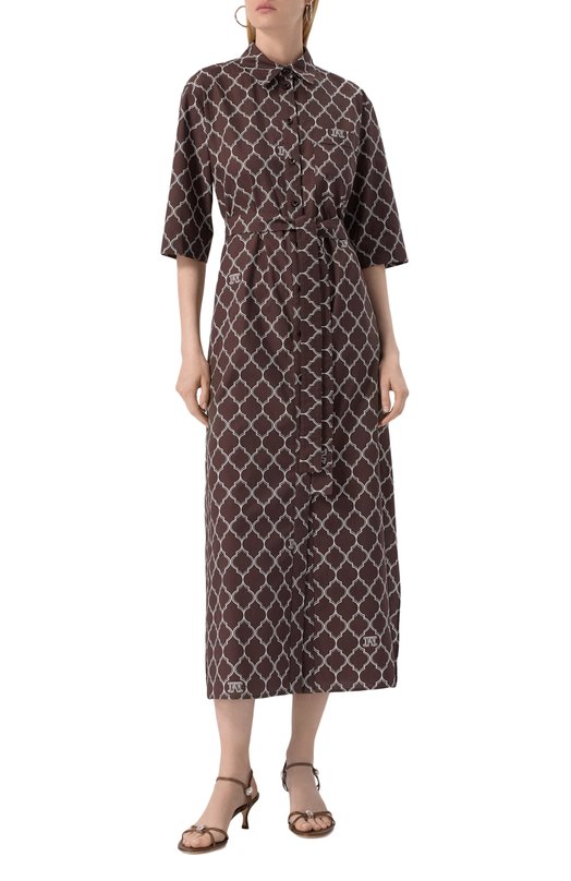 Хлопковое платье Max Mara DANIEL 2516221049 Коричневый  DANIEL 2516221049 Фото 3
