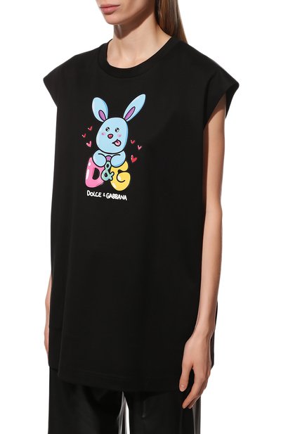 Хлопковая футболка DOLCE & GABBANA черного цвета по цене 65200 руб., арт. F8S85T/HU7H8, фото 3 Хлопковая футболка DOLCE & GABBANA, арт. F8S85T/HU7H8, фото 3