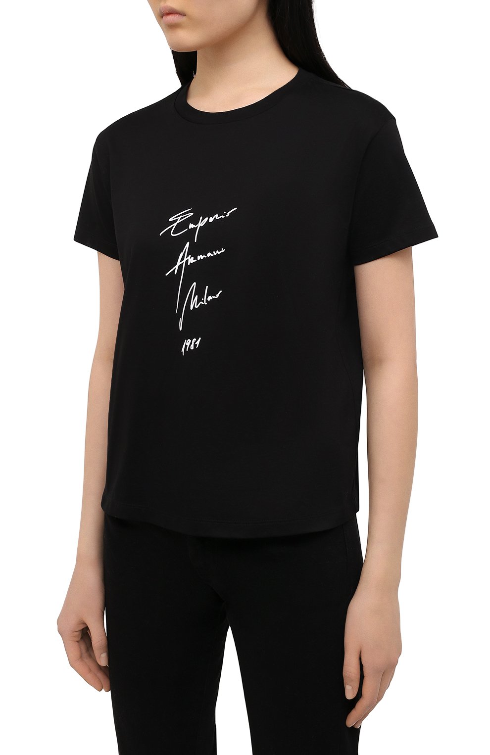 Хлопковая футболка EMPORIO ARMANI черного цвета по цене 11600 руб., арт. 3K2T7B/2J95Z, фото 3 Хлопковая футболка EMPORIO ARMANI, арт. 3K2T7B/2J95Z, фото 3