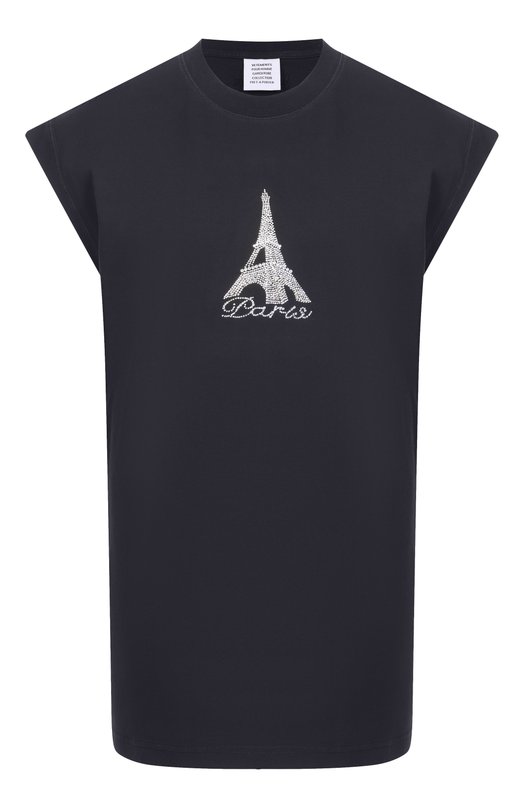 Хлопковая футболка VETEMENTS ME76TR262B/1200 LIGHT JERSEY Чёрный ME76TR262B/1200 LIGHT JERSEY