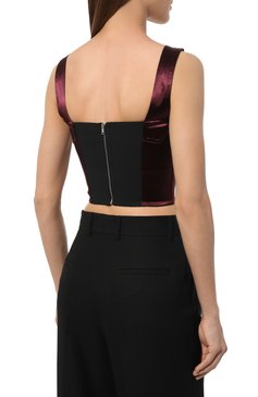 Женский атласный топ DOLCE & GABBANA бордового цвета, арт. F7W98T/GDCDC | Фото 4 (Материал внешний: Синтетический материал; Стили: Гламурный; Нос: Не проставлено; Рукава: На бретелях)