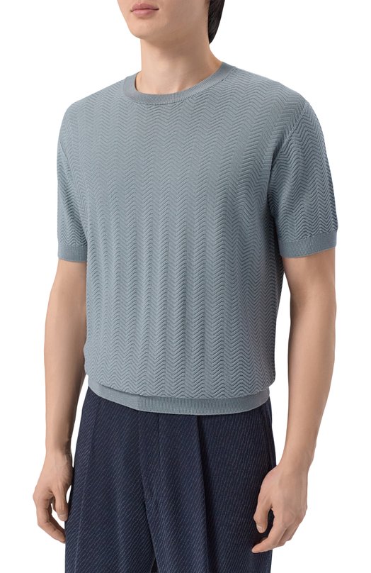 Джемпер из шелка и хлопка Giorgio Armani GM003132/AF24705 Серый  GM003132/AF24705 Фото 3