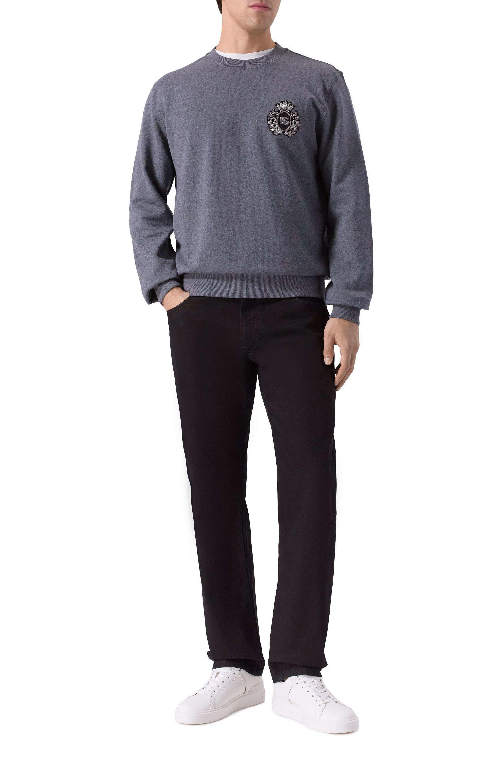 Хлопковый свитшот DOLCE & GABBANA серого цвета по цене 111500 руб., арт. G9ABJZ/G7PJ7, фото 2 Хлопковый свитшот DOLCE & GABBANA, арт. G9ABJZ/G7PJ7, фото 2