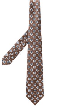 Мужской шелковый галстук KITON коричневого цвета, арт. UCRVKLC01I39 | Фото 3 (Принт: С принтом; Материал: Текстиль, Шелк; Материал сплава: Проставлено; Нос: Не проставлено)