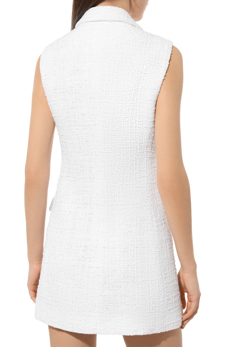 Женское твидовое платье TAGLIATORE 0205 белого цвета, арт. WENDI/160050/X1380 | Фото 4 (Материал внешний: Хлопок; Длина Ж (юбки, платья, шорты): Мин�и; Женское Кросс-КТ: Платье-одежда; Стили: Романтичный; Случай: Повседневный)