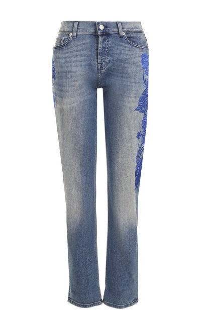 Женские укороченные джинсы с потертостями и вышивкой 7 FOR ALL MANKIND, арт. SWJK750EL