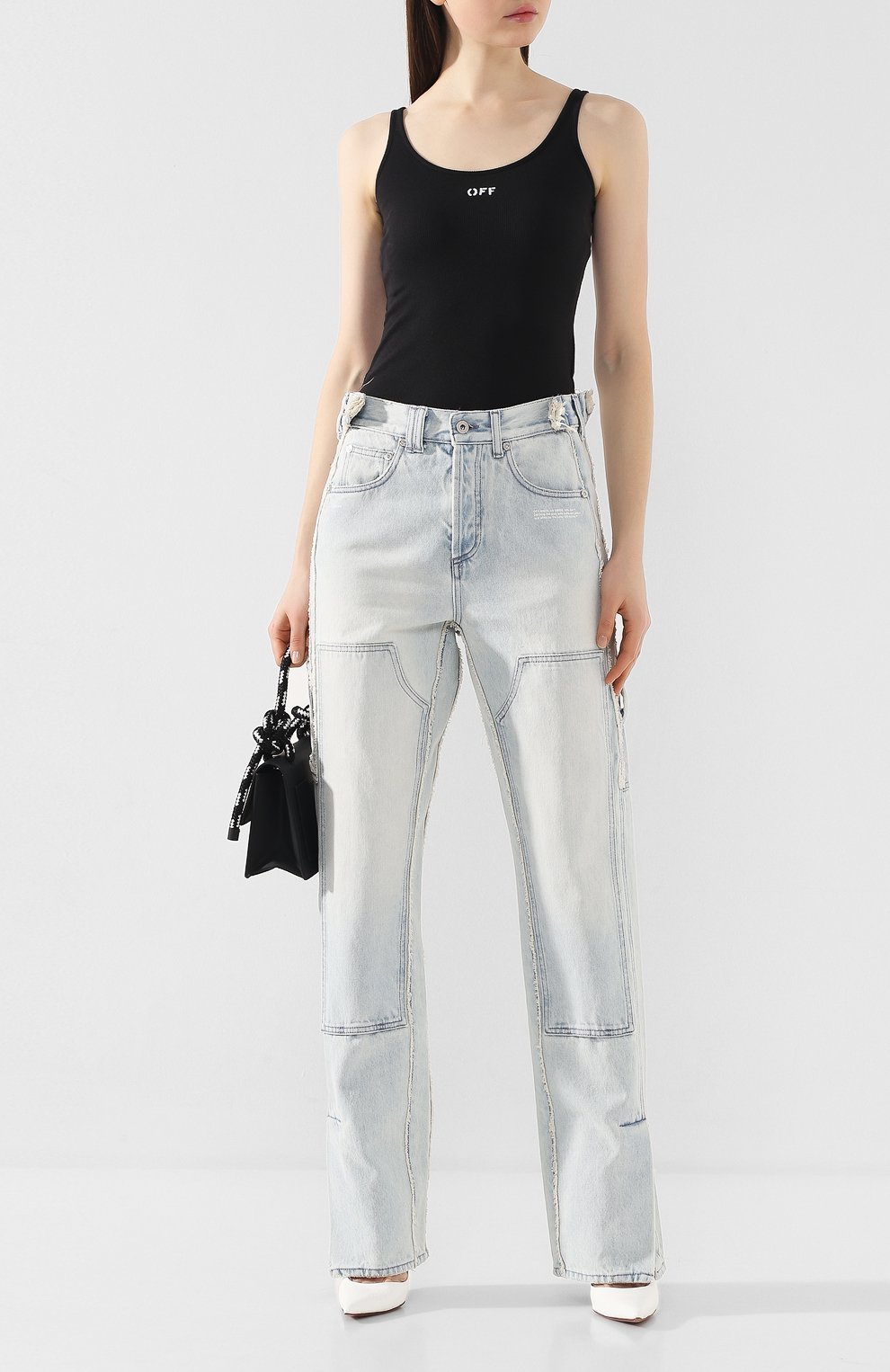 Хлопковая майка OFF-WHITE черного цвета по цене 17700 руб., арт. 0WAD072R20H790951001, фото 2 Хлопковая майка OFF-WHITE, арт. 0WAD072R20H790951001, фото 2