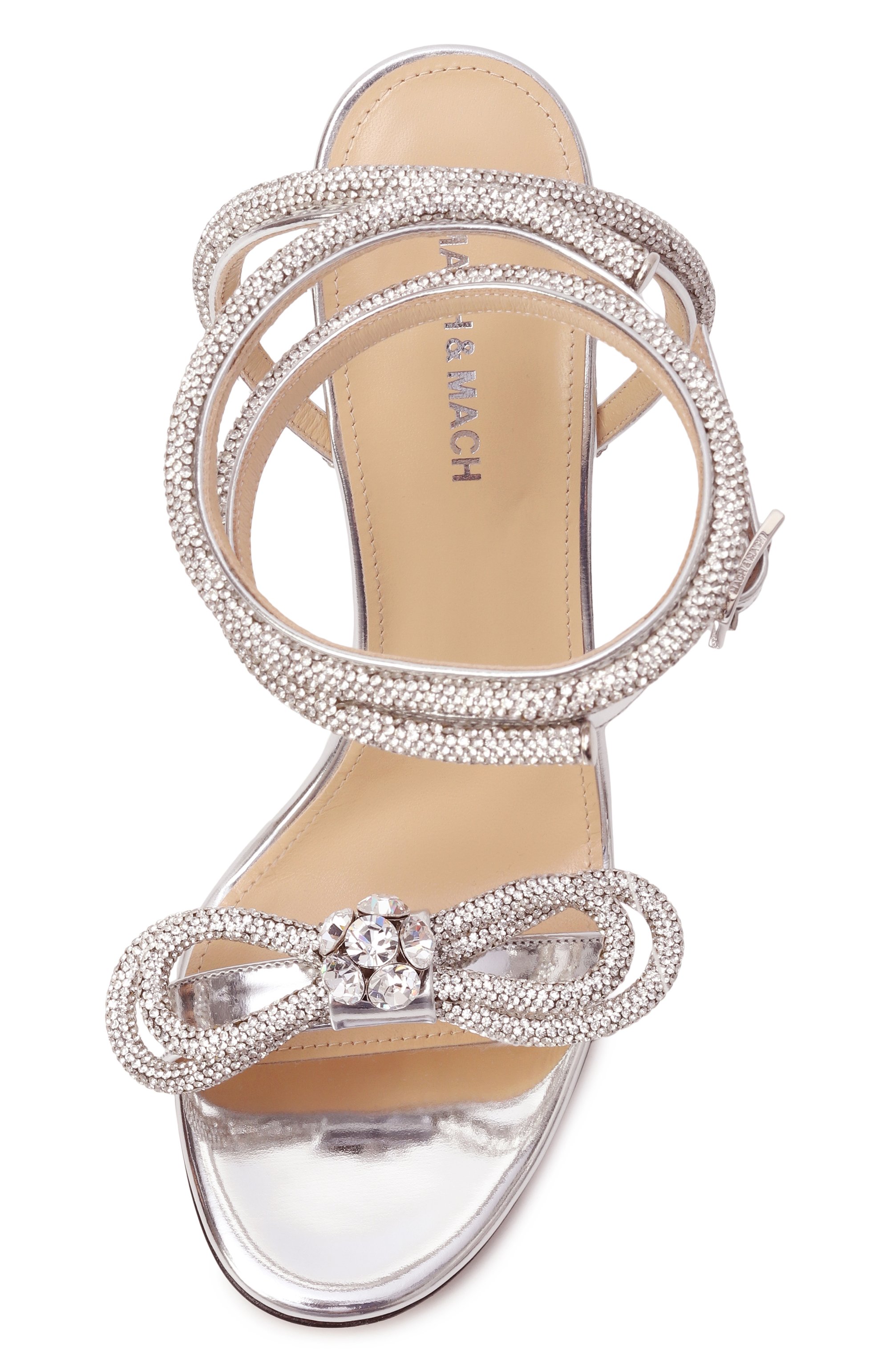 Кожаные босоножки double bow 100 MACH & MACH, арт. R24-S0445-SPE-SLV, фото 6