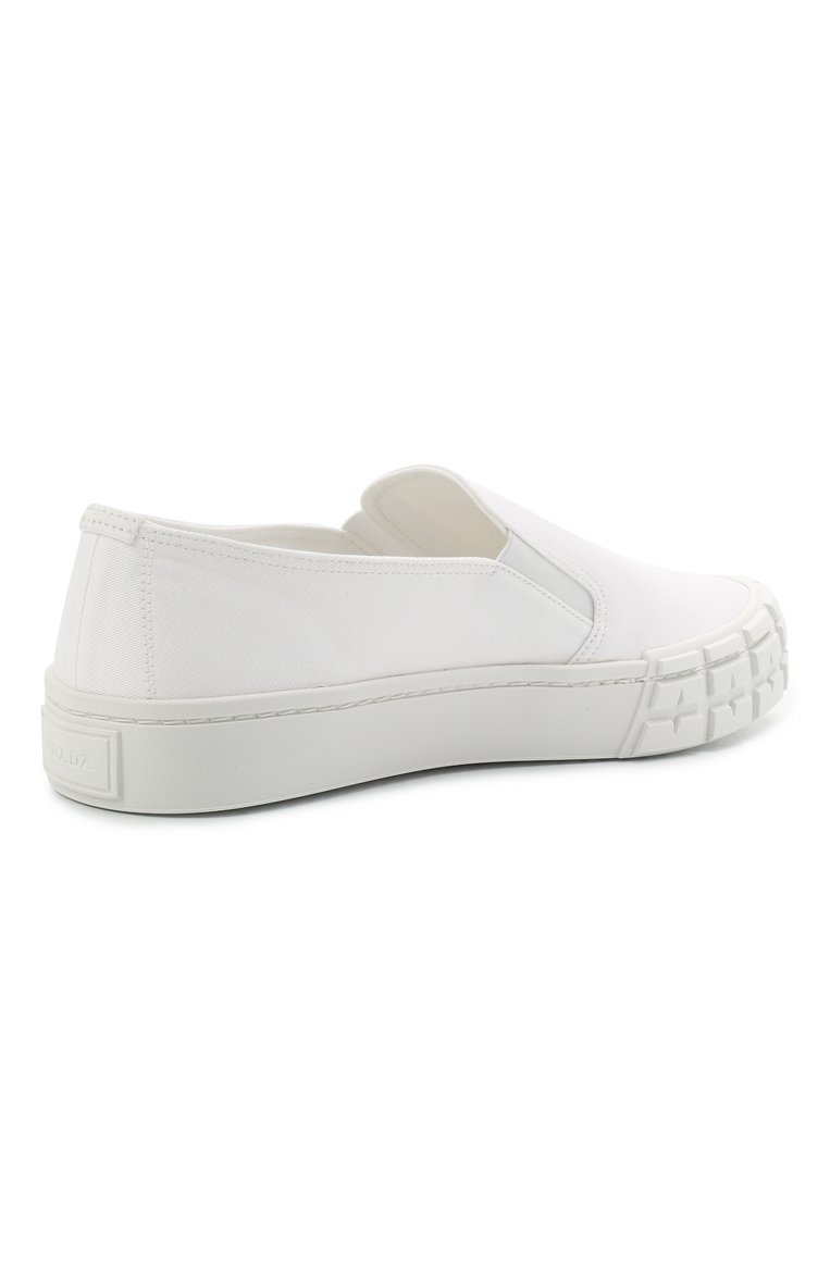 Мужские текстильные слипоны cassetta wheel PRADA белого цвета, арт. 2DG113-GUD-F0009-G000 | Фото 4 (Материал внешний: Текстиль; Случай: Повседневный; Стили: Кэжуэл; Нос: Не проставлено; Кросс-КТ: Низкие)