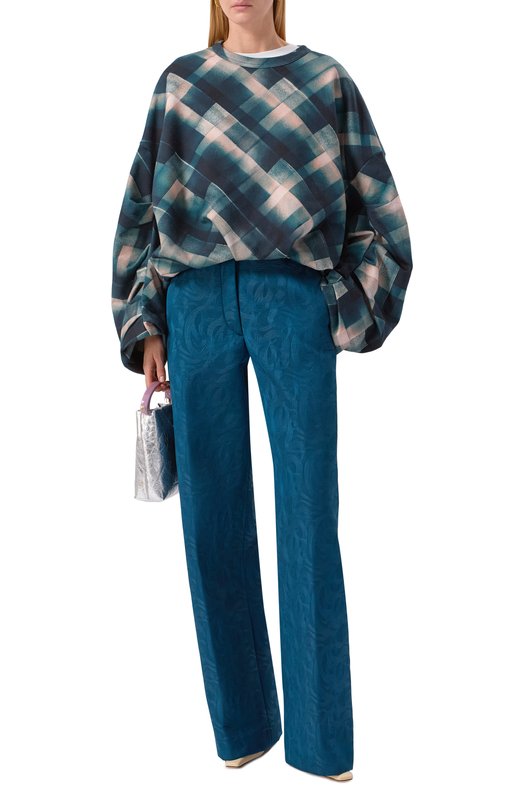 Хлопковый свитшот Dries Van Noten 011141-2614-605 Зелёный  011141-2614-605 Фото 2