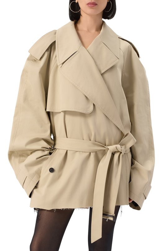Хлопковый тренч Balenciaga 814615/TBP01 Бежевый  814615/TBP01 Фото 3