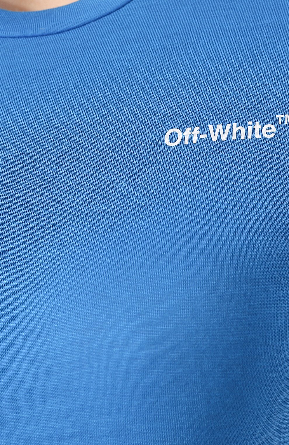 Футболка с логотипом бренда OFF-WHITE голубого цвета по цене 16200 руб., арт. 0WAA040R19B980623001, фото 5 Футболка с логотипом бренда OFF-WHITE, арт. 0WAA040R19B980623001, фото 5