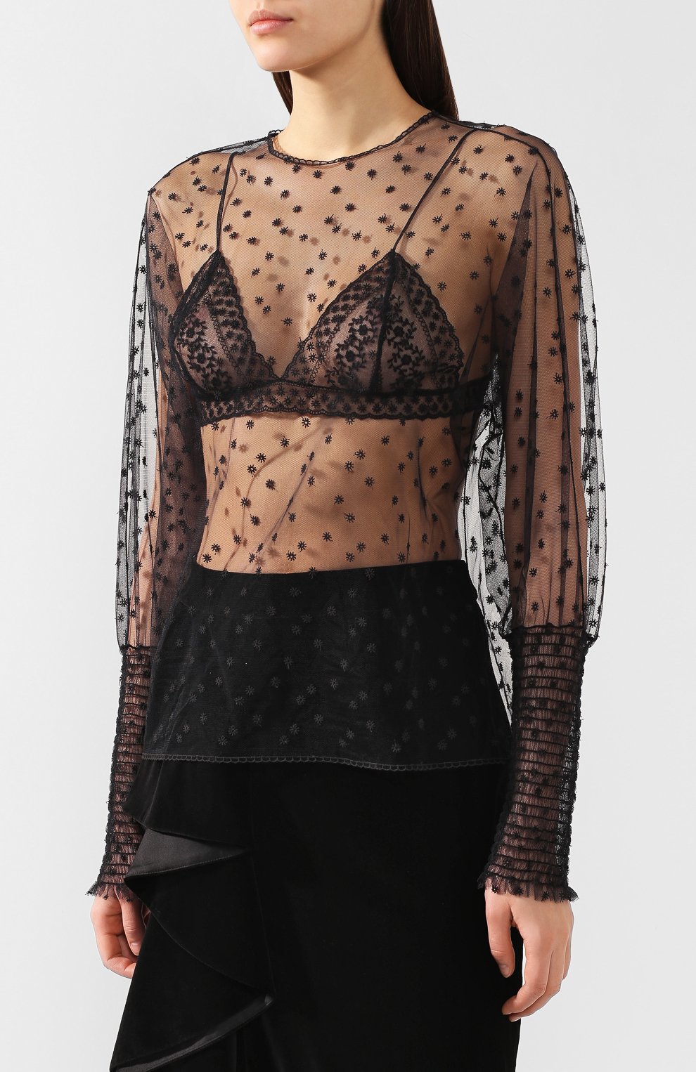 Прозрачная блузка PHILOSOPHY DI LORENZO SERAFINI черного цвета по цене 44500 руб., арт. A0229/2127, фото 3 Прозрачная блузка PHILOSOPHY DI LORENZO SERAFINI, арт. A0229/2127, фото 3