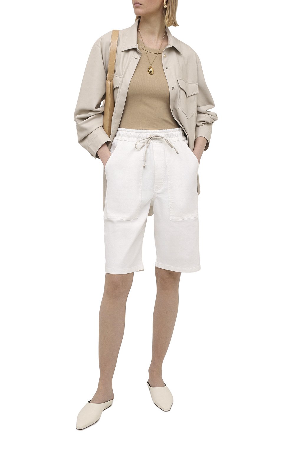 Хлопковые шорты NANUSHKA белого цвета по цене 29800 руб., арт. HADI_WHITE_C0MF0RT STRETCH DENIM, фото 2 Хлопковые шорты NANUSHKA, арт. HADI_WHITE_C0MF0RT STRETCH DENIM, фото 2