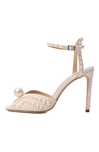 Текстильные босоножки sacora 100 JIMMY CHOO кремового цвета по цене 210500 руб., арт. SAC0RA100W0Z, фото 4 Текстильные босоножки sacora 100 JIMMY CHOO, арт. SAC0RA100W0Z, фото 4