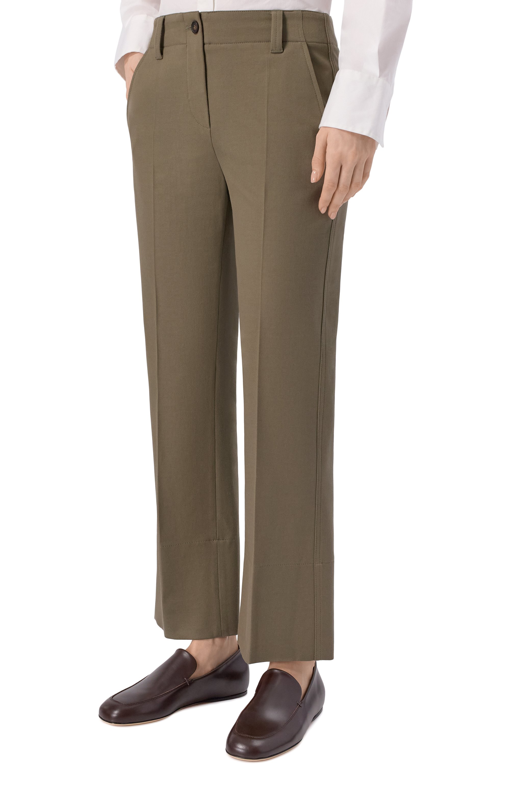 Хлопковые брюки BRUNELLO CUCINELLI хаки цвета по цене 174500 руб., арт. MA126P8854, фото 3 Хлопковые брюки BRUNELLO CUCINELLI, арт. MA126P8854, фото 3